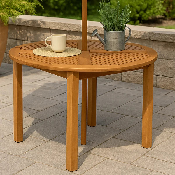 Sunnydaze 42 Inch Meranti Wood Outdoor Dining Table
