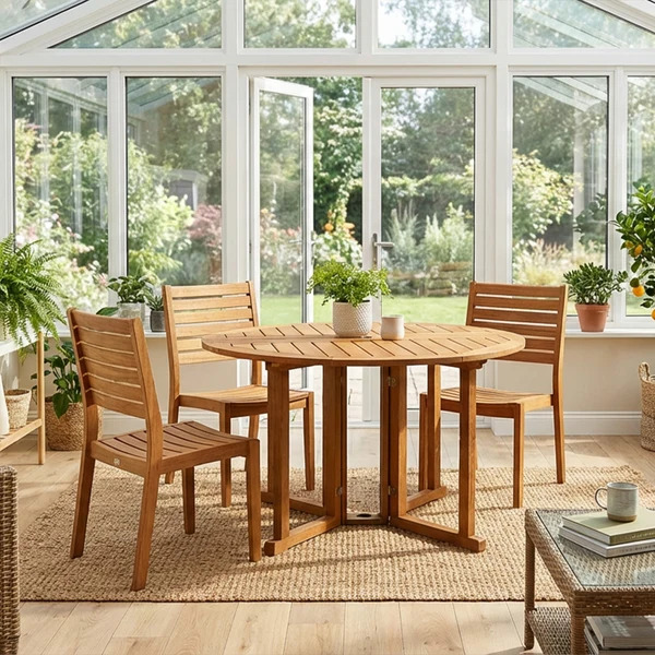 Sunnydaze Malaysian Hardwood Gateleg Patio Table