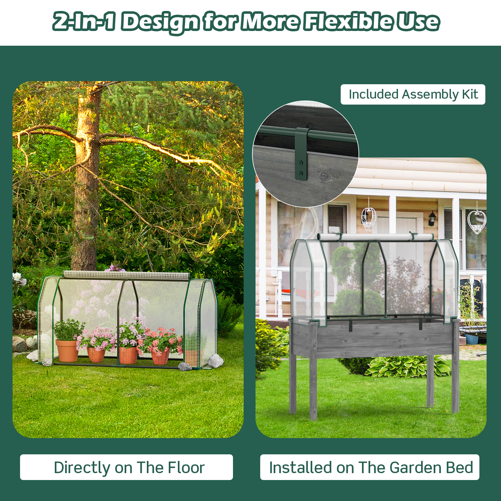 Costway 48 x 22 Inch Mini Roll-Up Door Greenhouse