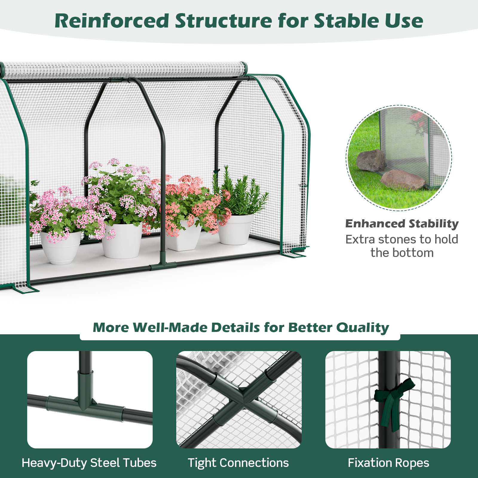 Costway 48 x 22 Inch Mini Roll-Up Door Greenhouse