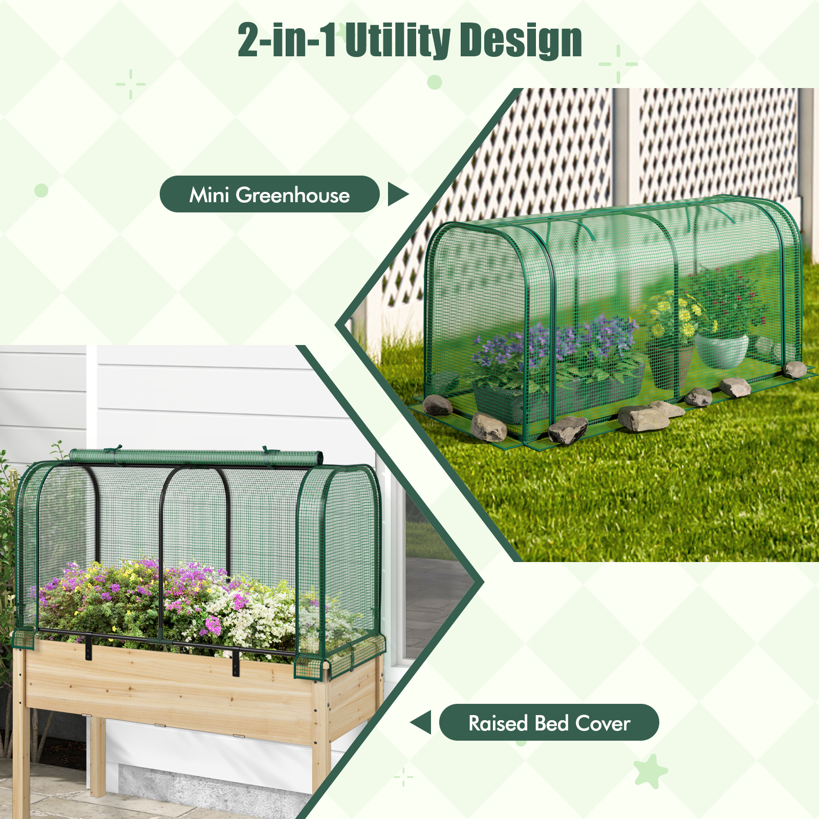 Costway 47 x 22 Inch Mini Tunnel Greenhouse