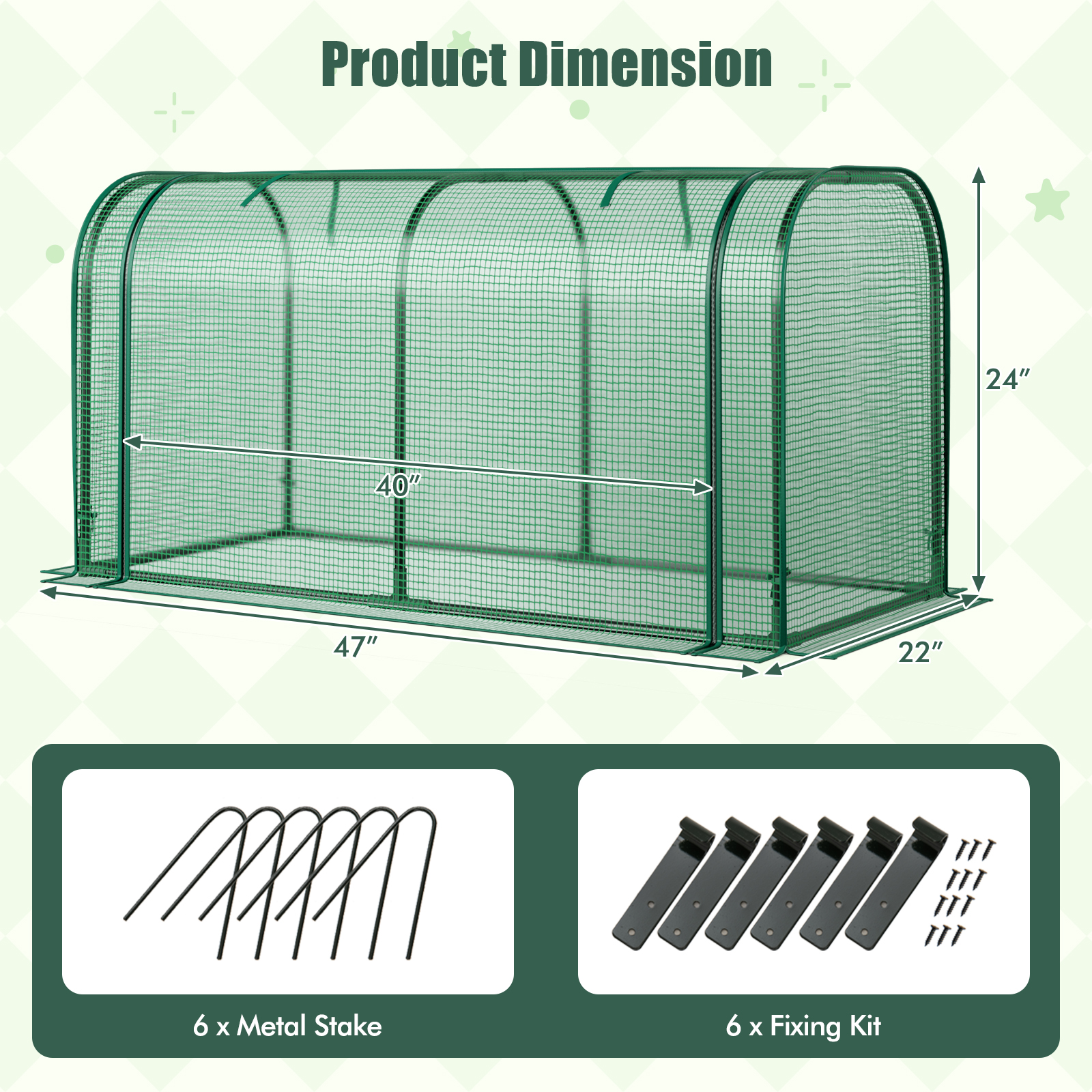 Costway 47 x 22 Inch Mini Tunnel Greenhouse