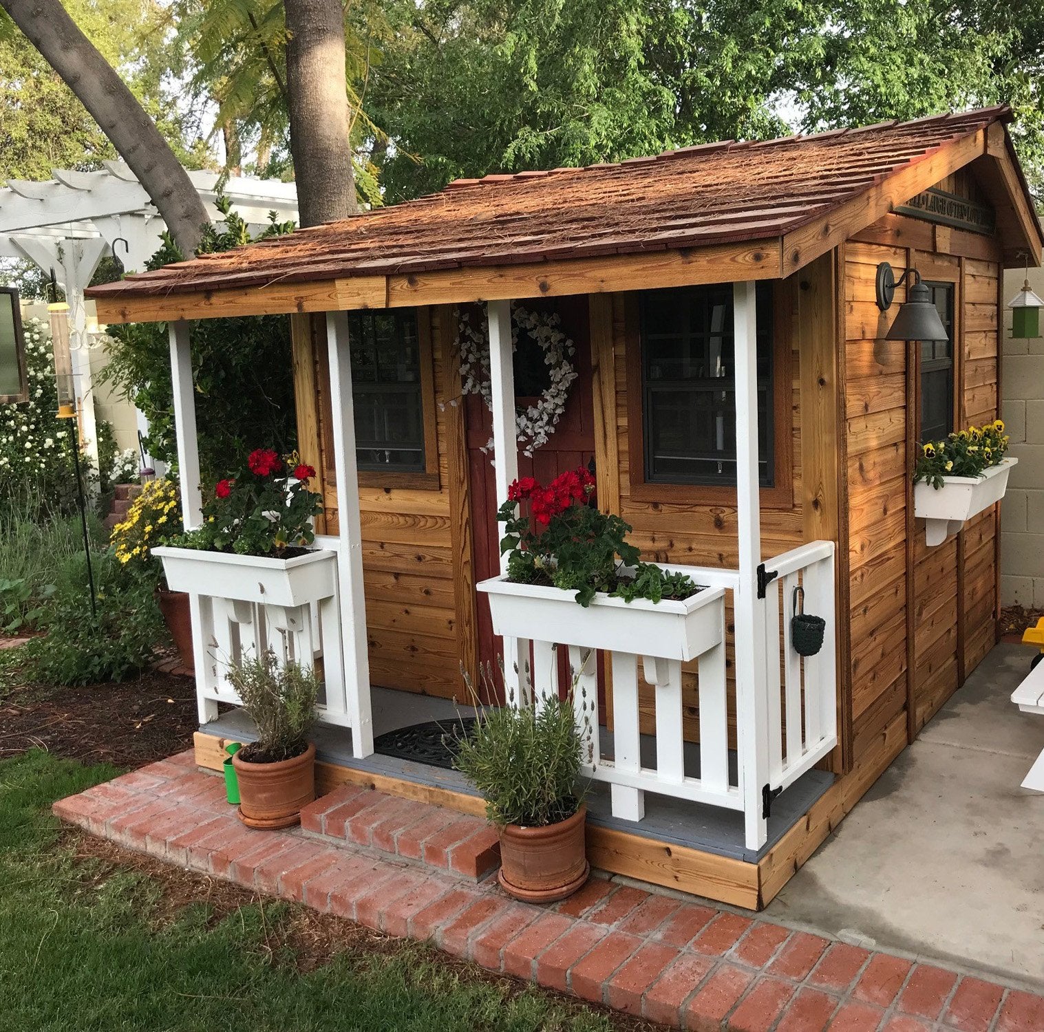 Outdoor Living Today 9 x 7 Foot Cozy Cabin Playhouse and Sandbox