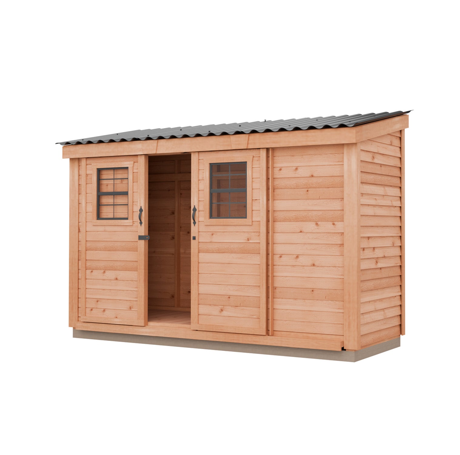 Outdoor Living Today 12 x 4 Foot SpaceSaver Lean-To Sliding Door Cedar Shed
