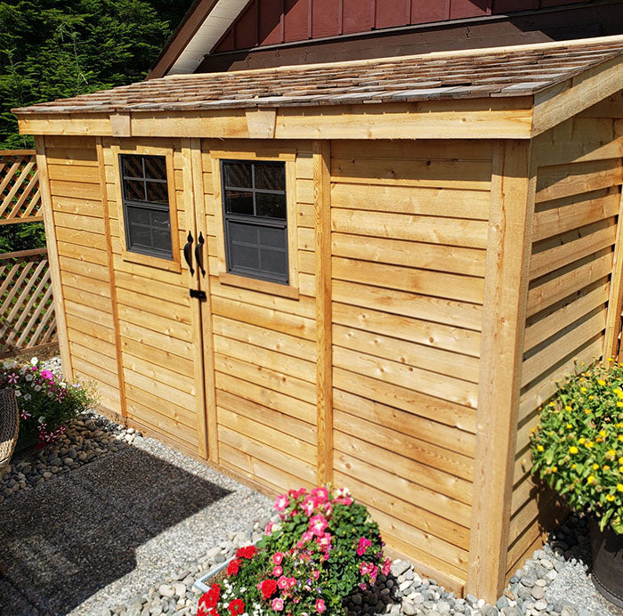 Outdoor Living Today 12 x 4 Foot SpaceSaver Lean-To Sliding Door Cedar Shed