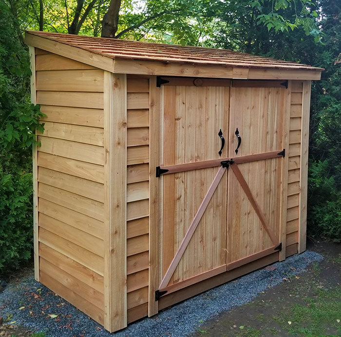 Outdoor Living Today 8 x 4 Foot SpaceSaver Lean-To Double Door Cedar Shed