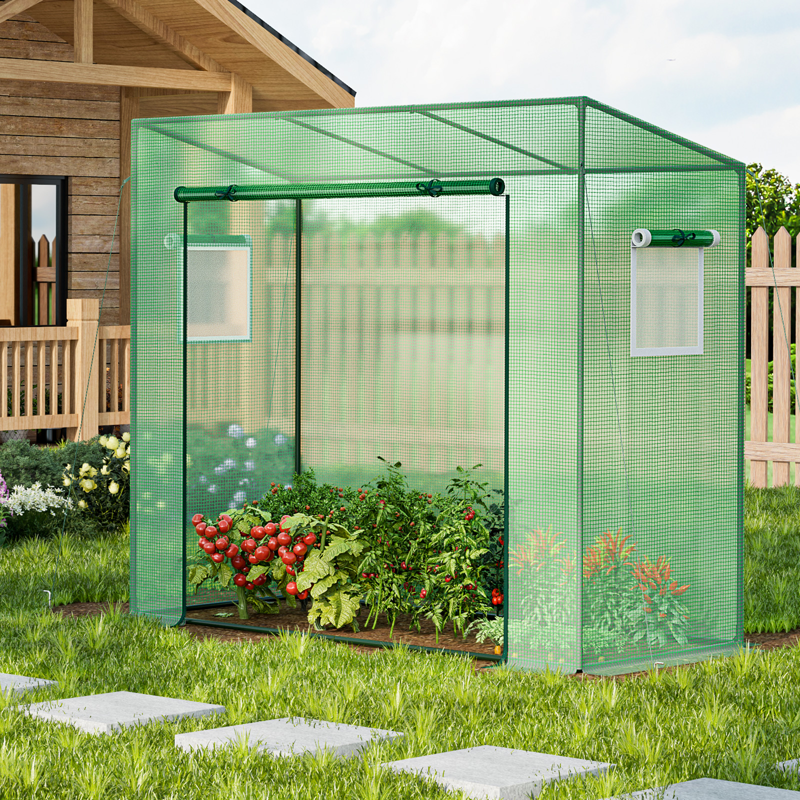 Costway 7 x 3 Foot Portable Walk-In Greenhouse with Heavy-Duty Frame and Zipper Door