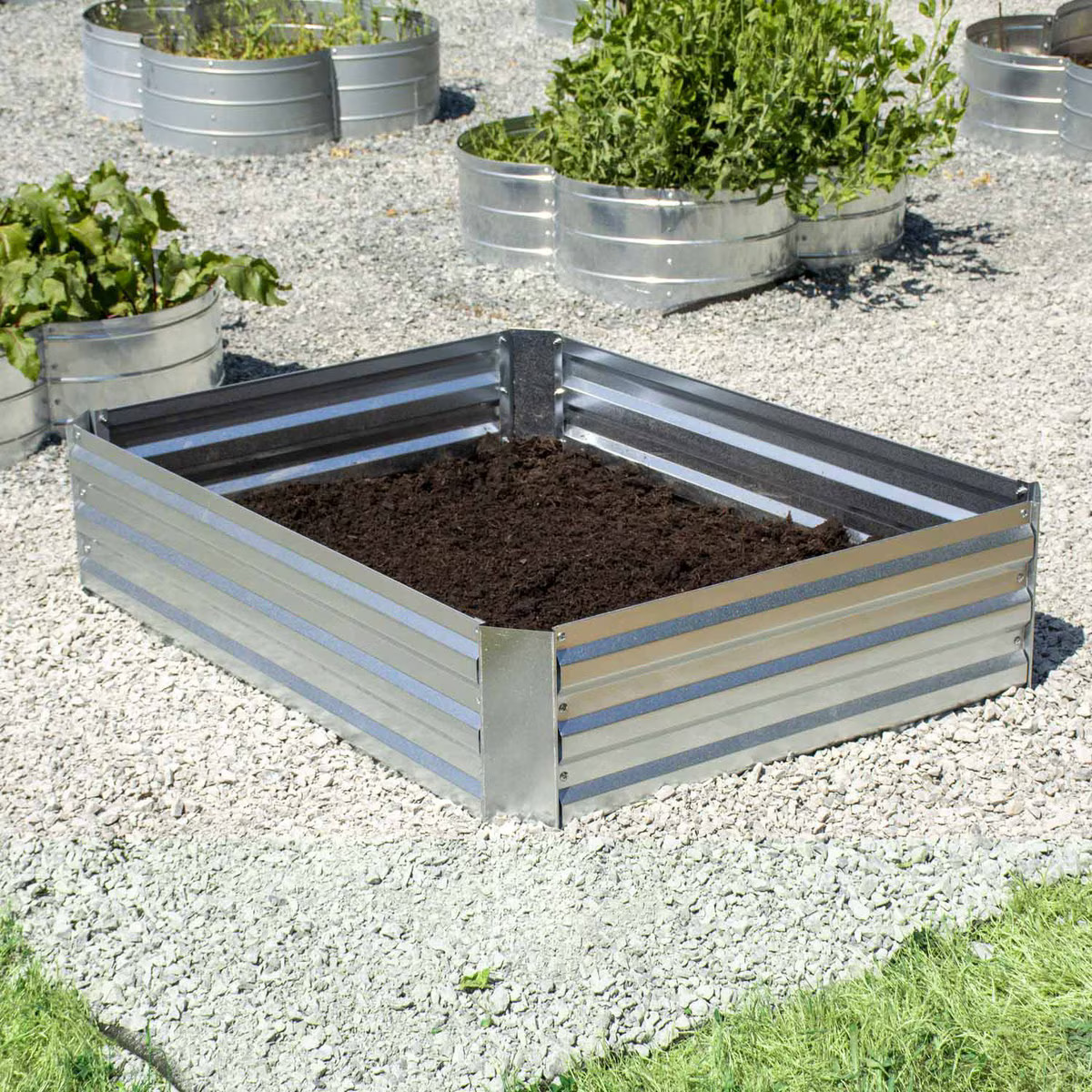 JR Home Rectangular Galvanized Steel Raised Garden Bed