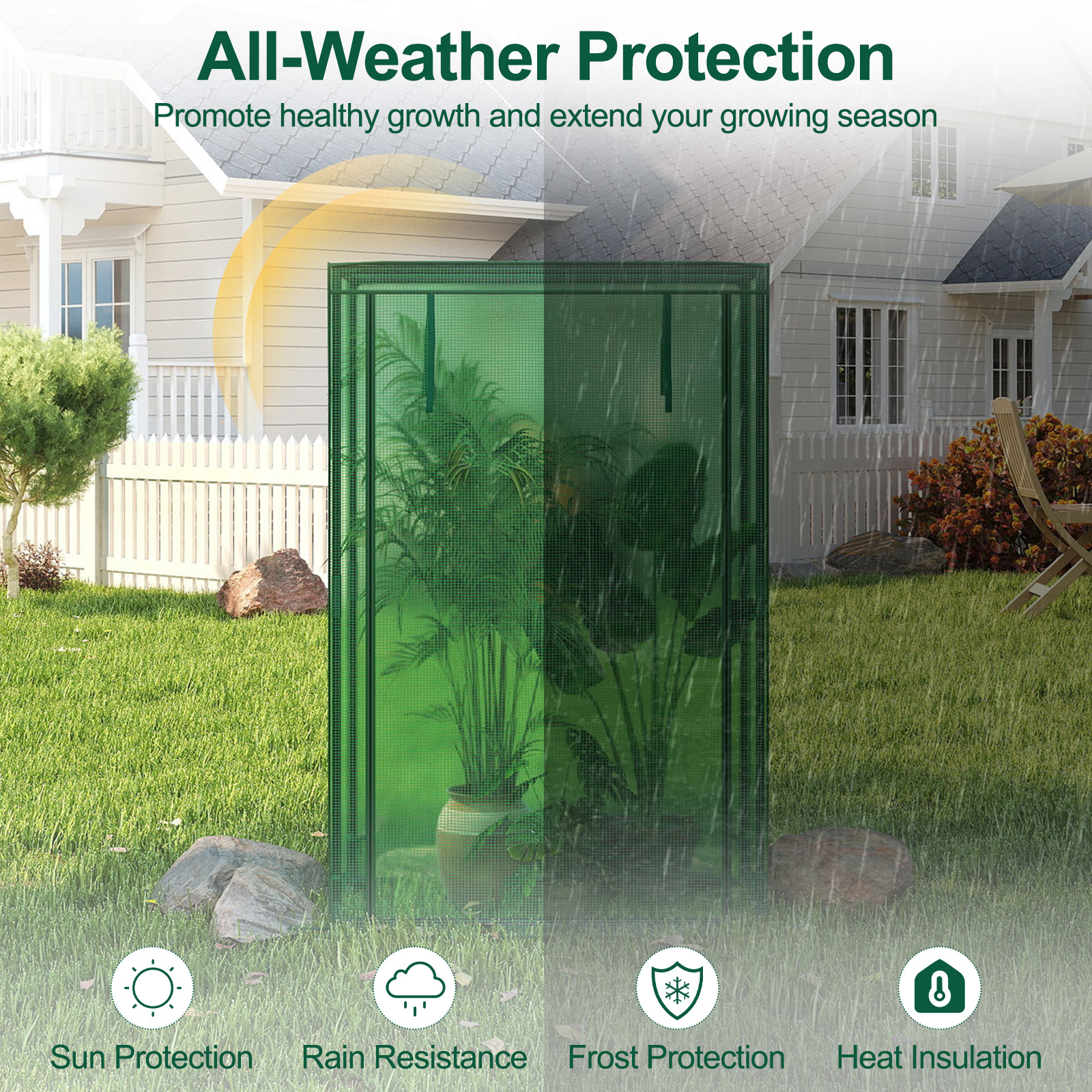 Costway 39 Inch Portable Mini Greenhouse with Zip-Up Doorway