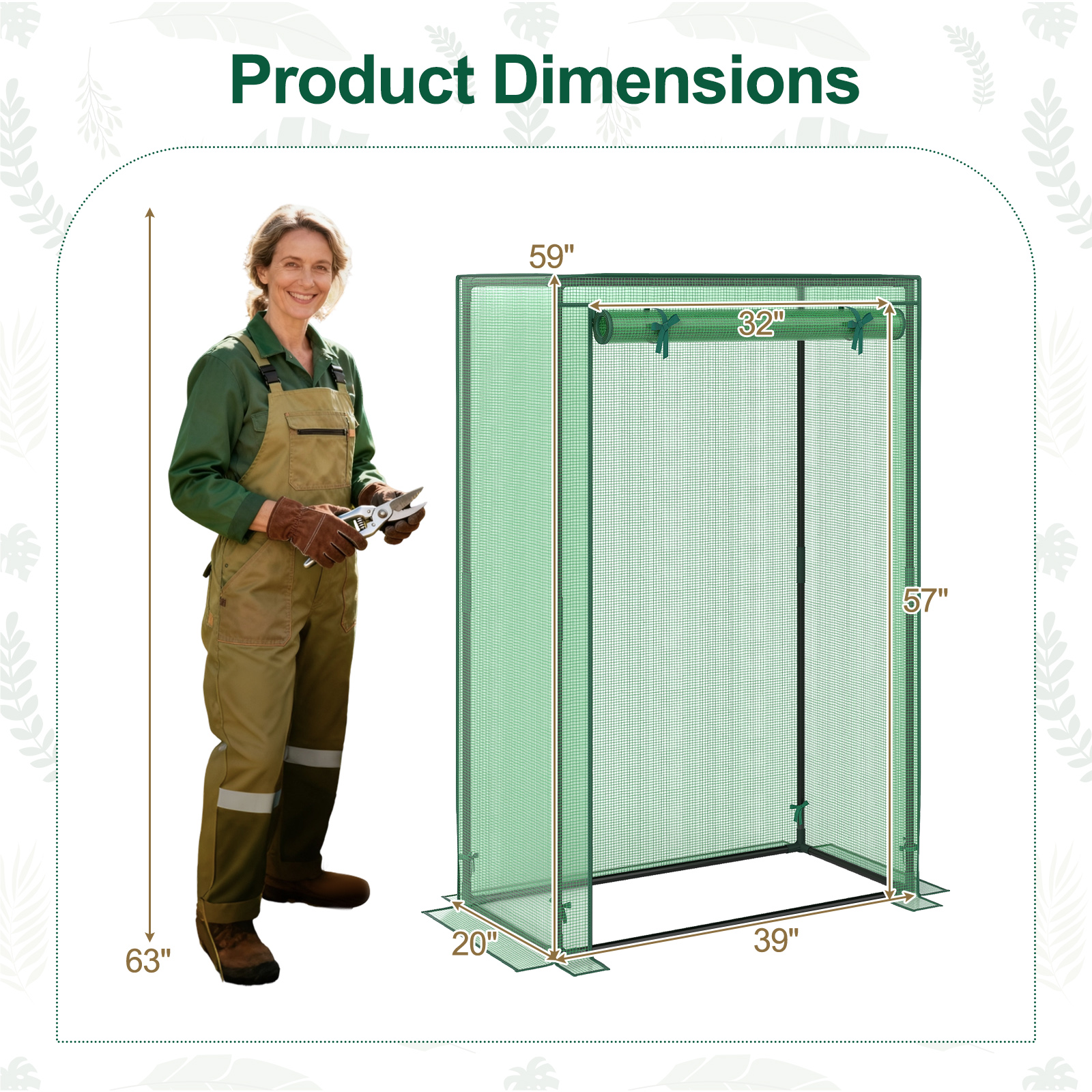Costway 39 Inch Portable Mini Greenhouse with Zip-Up Doorway