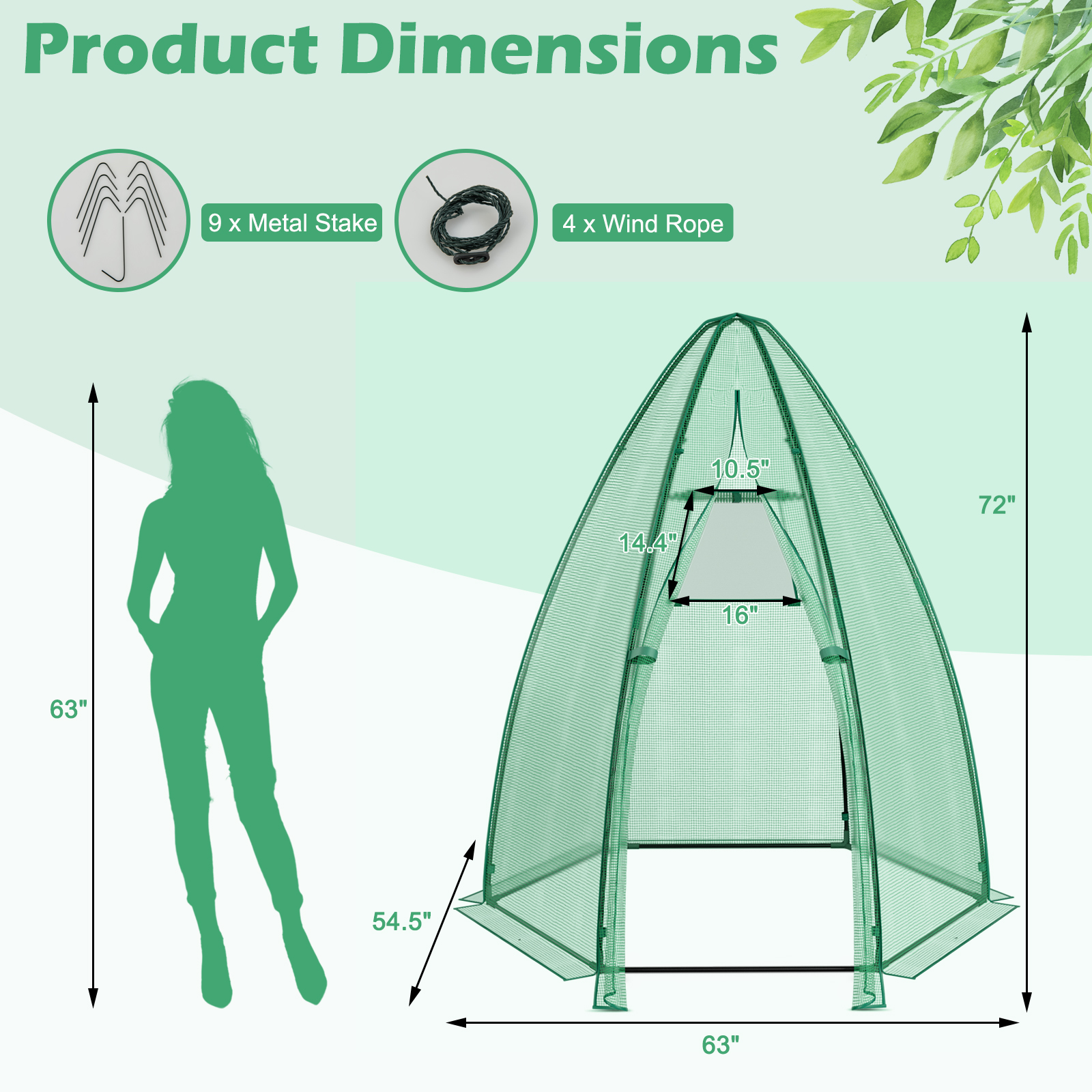 Costway 63 Inch Portable Mini Hexagonal Greenhouse