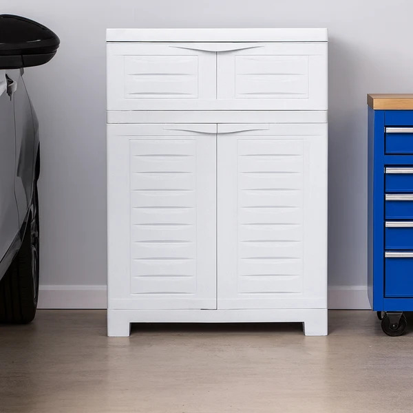 Sunnydaze 35 Inch Storage Cabinet with Shelf and Top Drawer