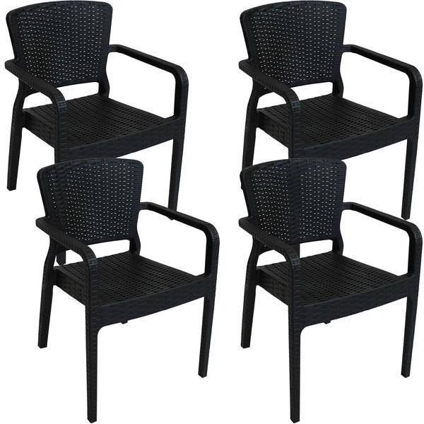 Sunnydaze Segonia Plastic Stackable Arm Chair