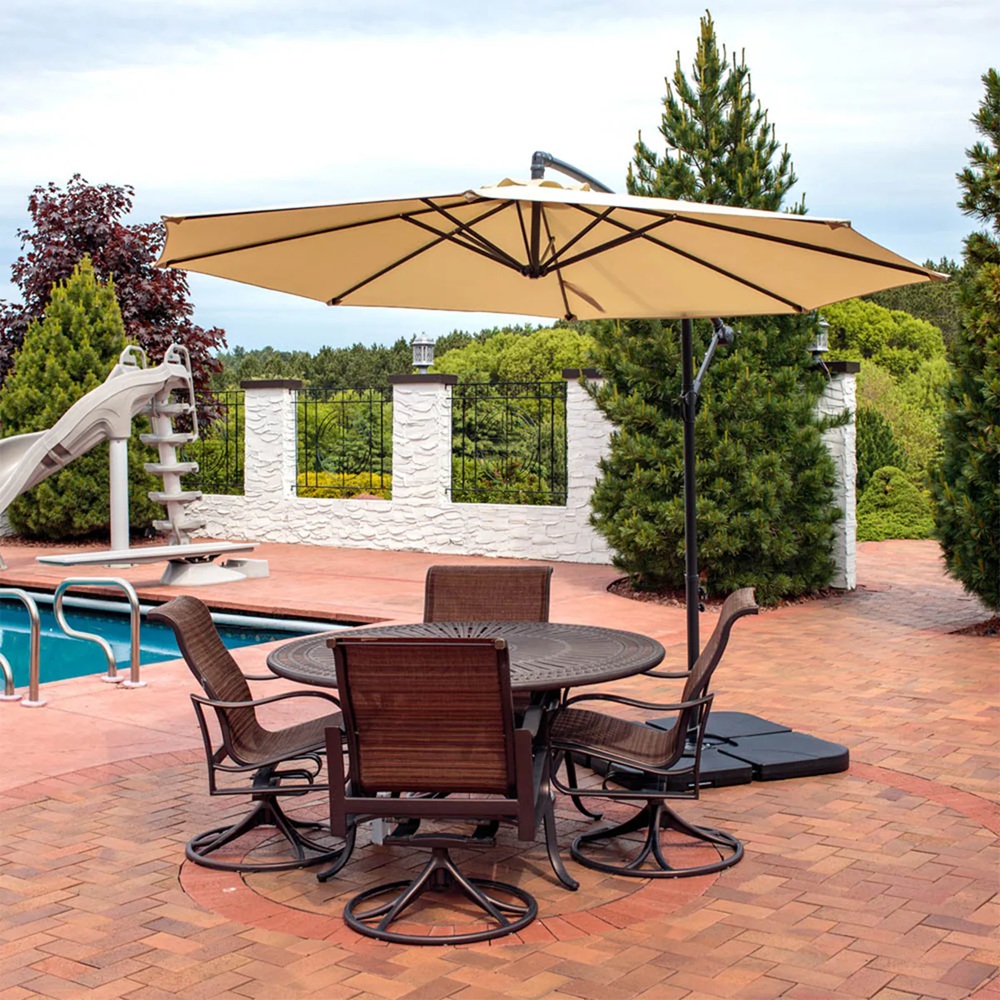 Sunnydaze 10 Foot Offset Cantilever Patio Umbrella with Square Cross-Base