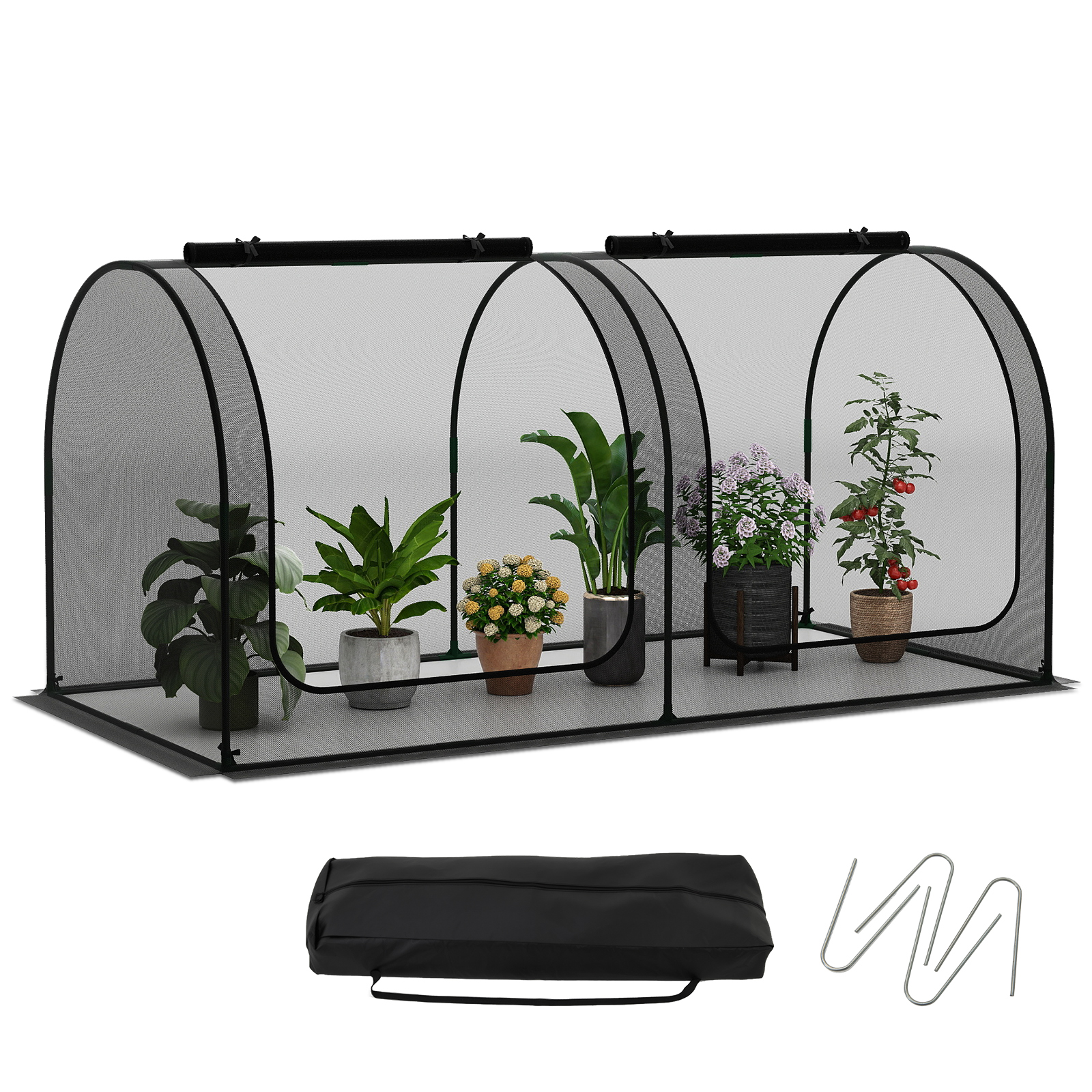 Costway 98 x 48 Inch Portable Tunnel Greenhouse with 2 Roll-Up Doors