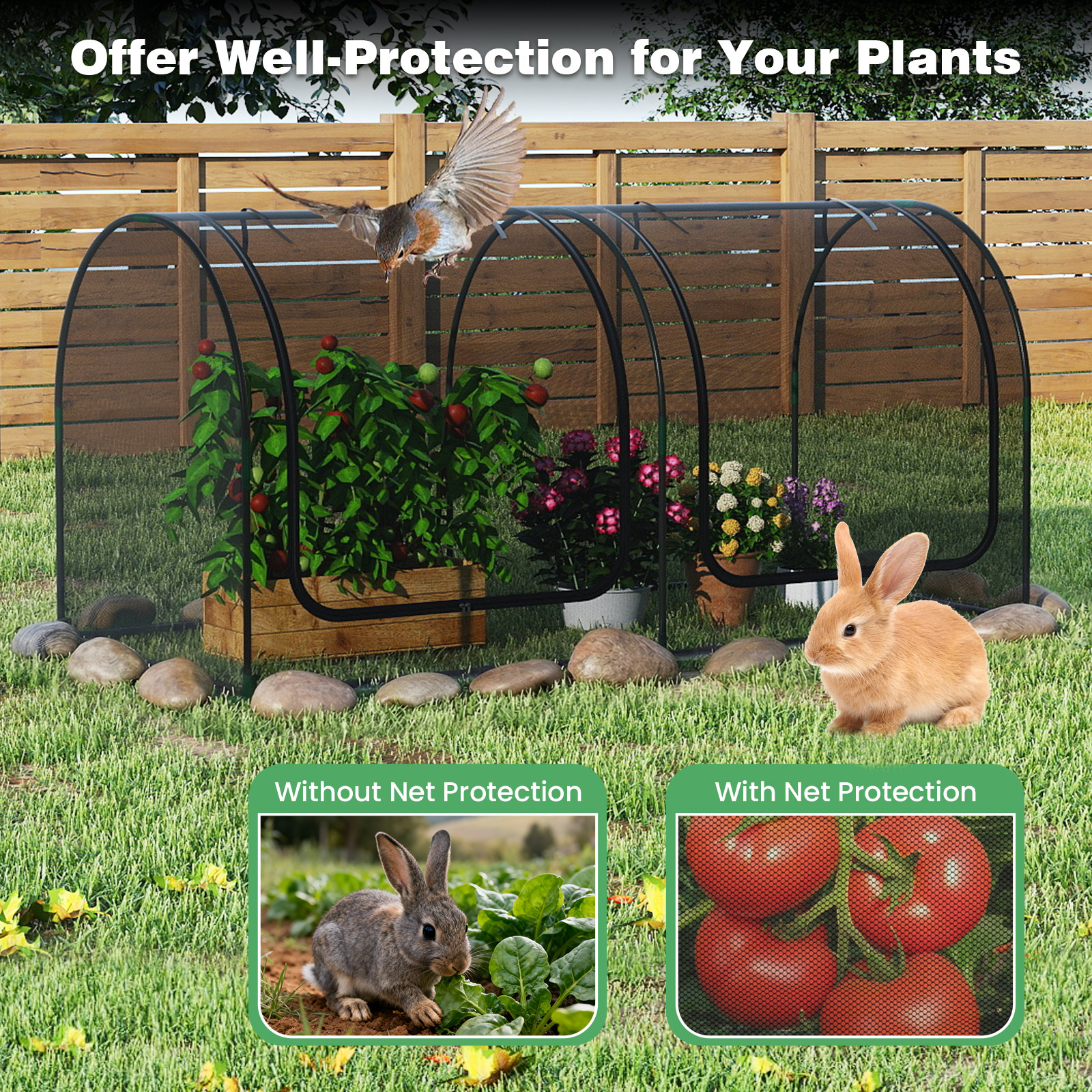 Costway 98 x 48 Inch Portable Tunnel Greenhouse with 2 Roll-Up Doors