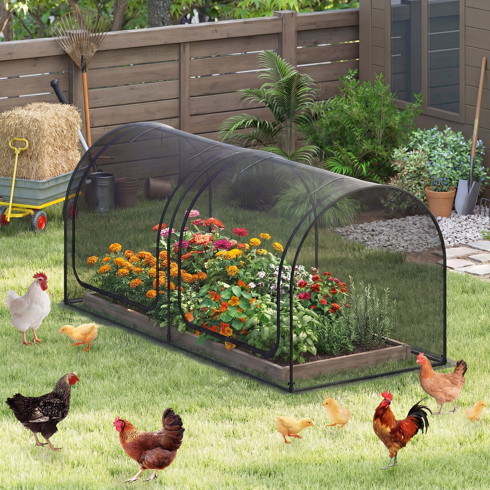 Costway 98 x 48 Inch Portable Tunnel Greenhouse with 2 Roll-Up Doors