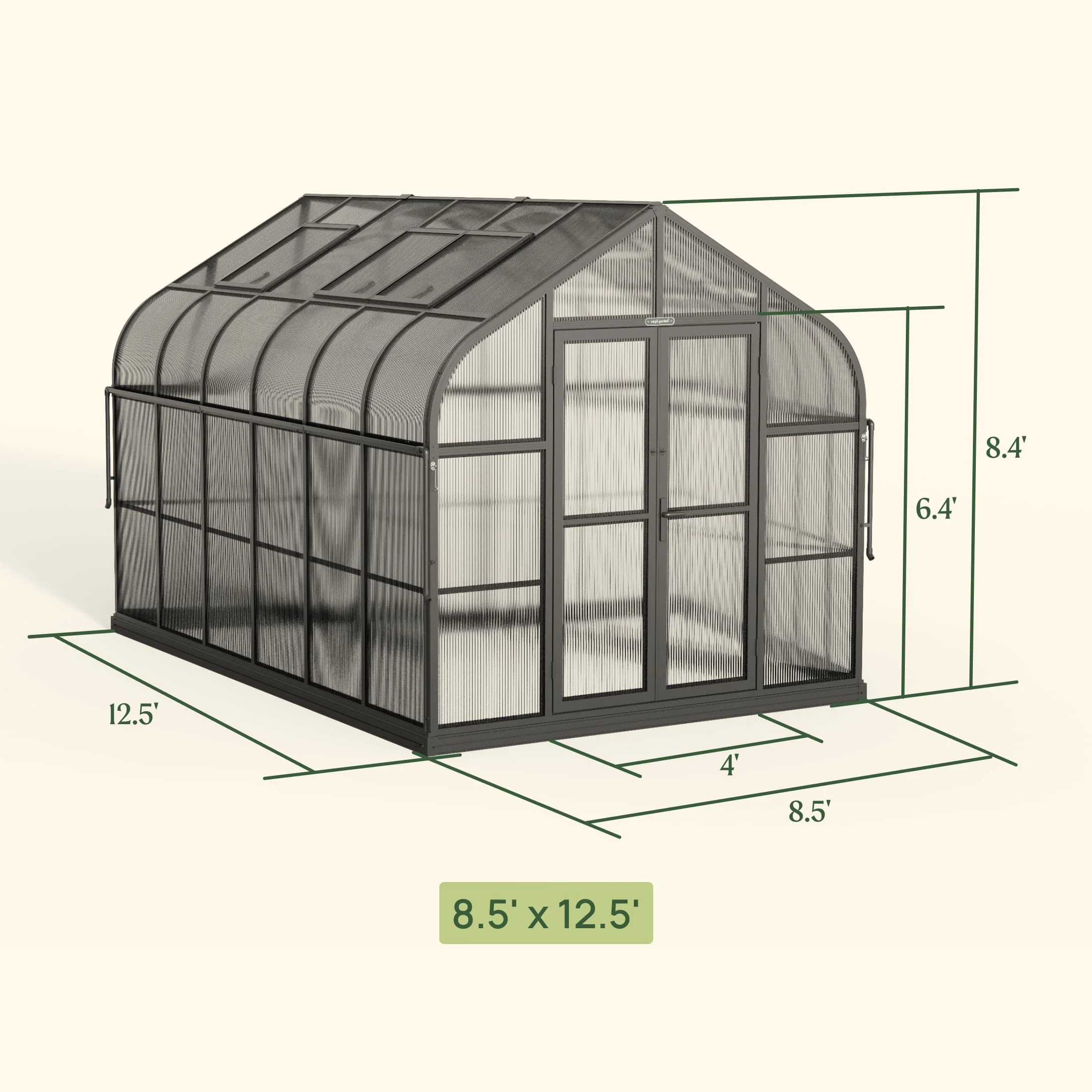 Vego Garden 8.5 x 12.5 Foot Pacific Greenhouse Kit