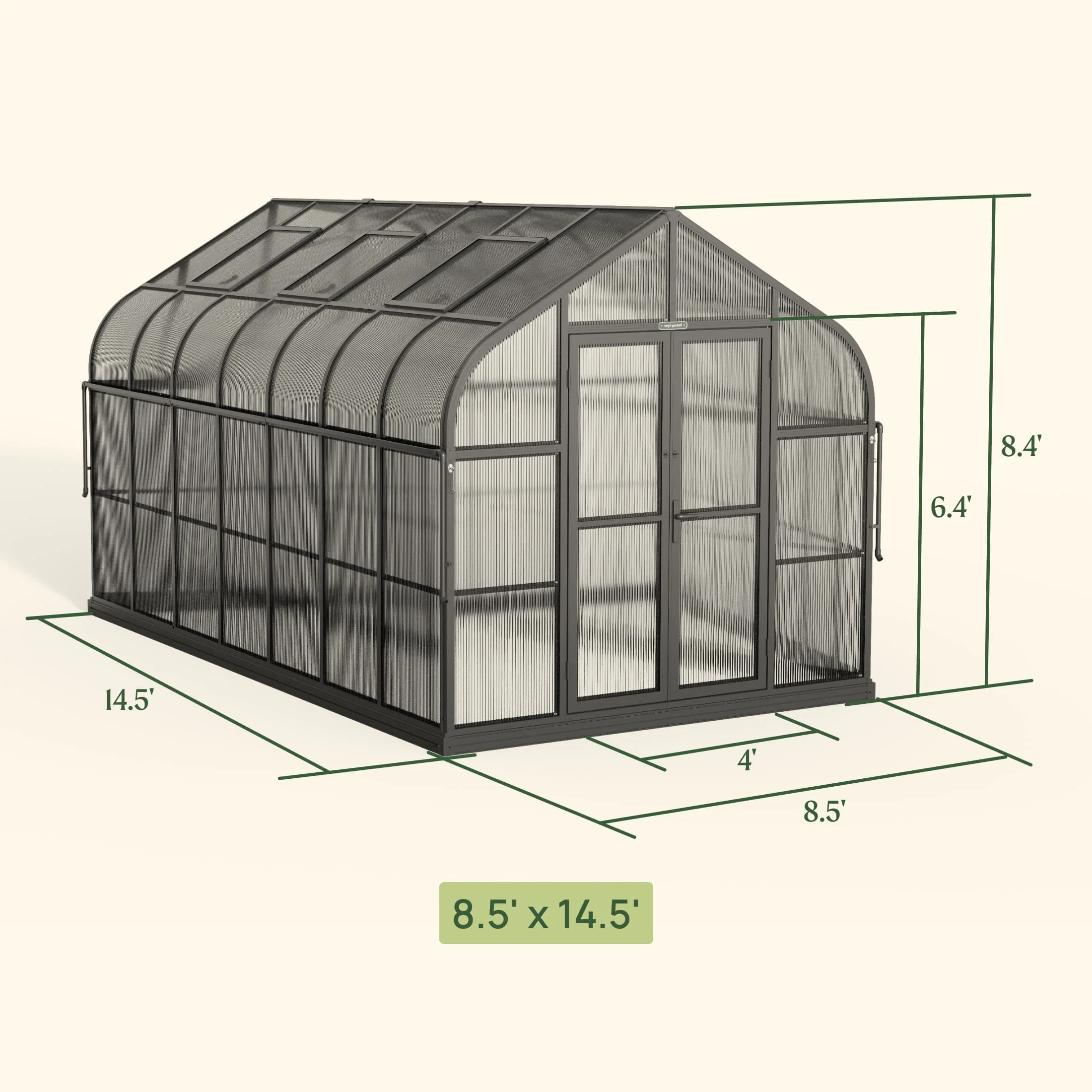 Vego Garden 8.5 x 14.5 Foot Pacific Greenhouse Kit