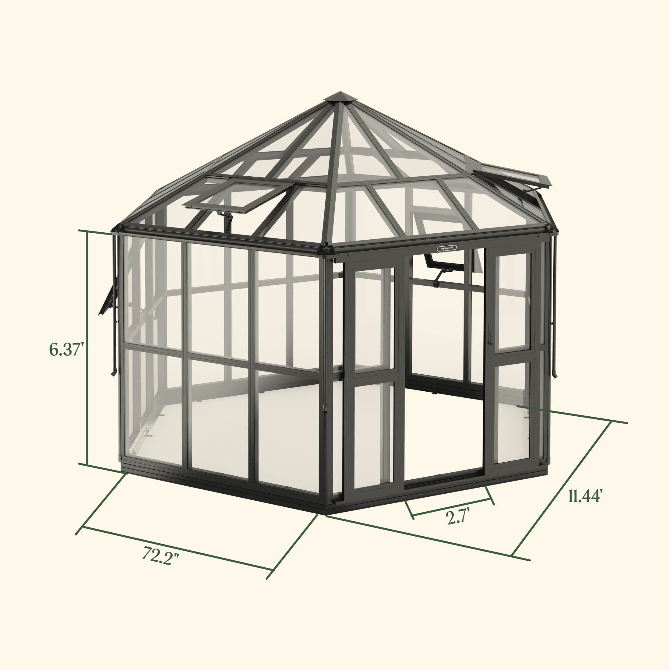Vego Garden 13 x 11.5 Glass Greenhouse