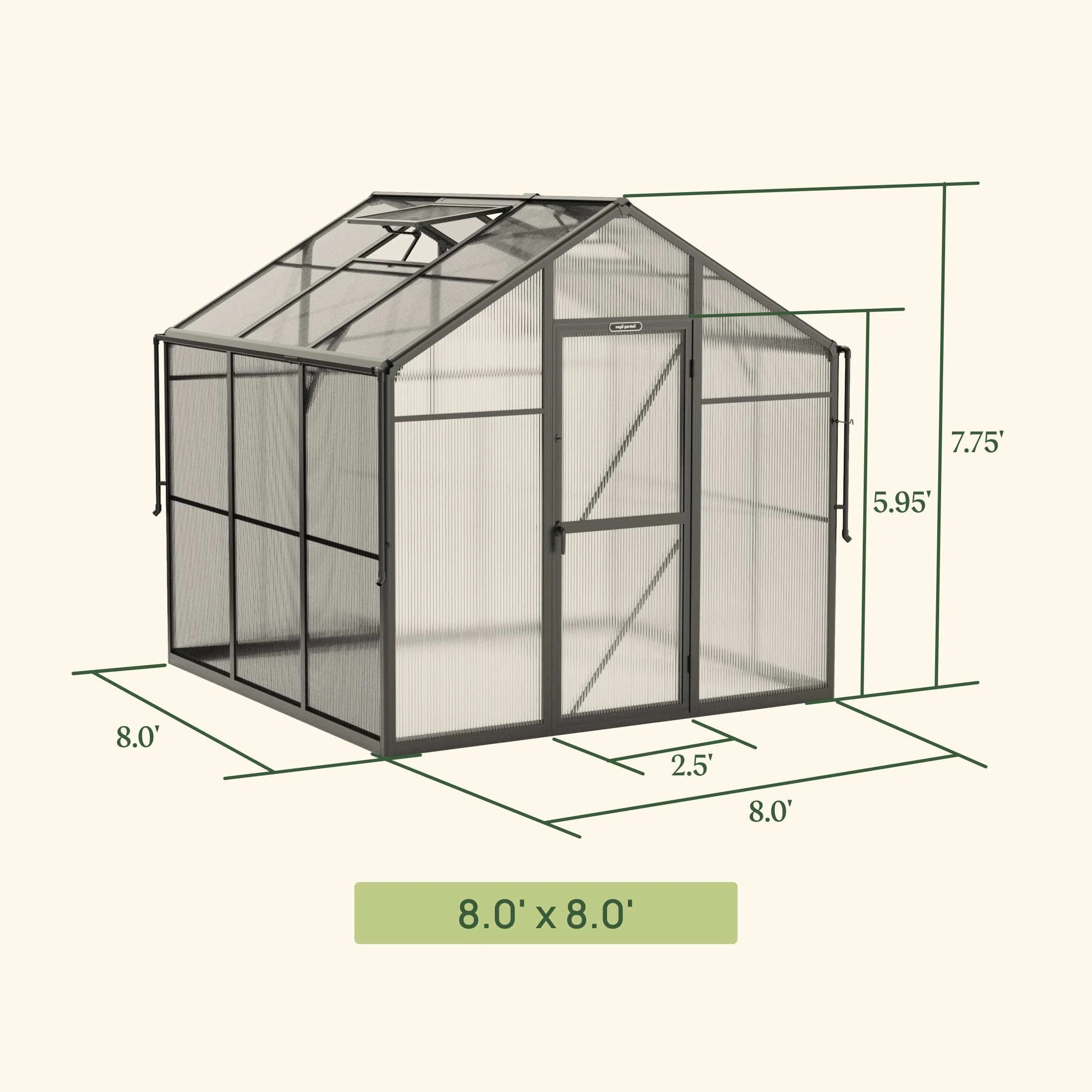 Vego Garden 8 x 8 Foot Junior Victorian Greenhouse