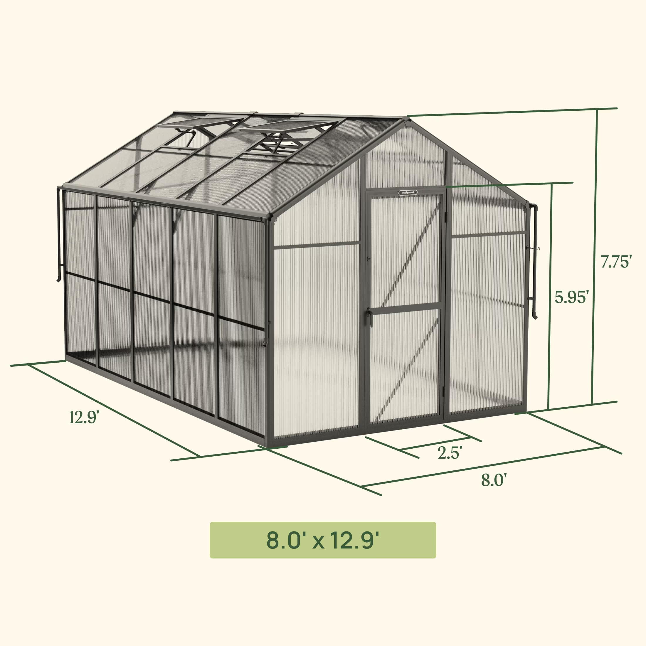 Vego Garden 8 x 13 Foot Junior Victorian Greenhouse