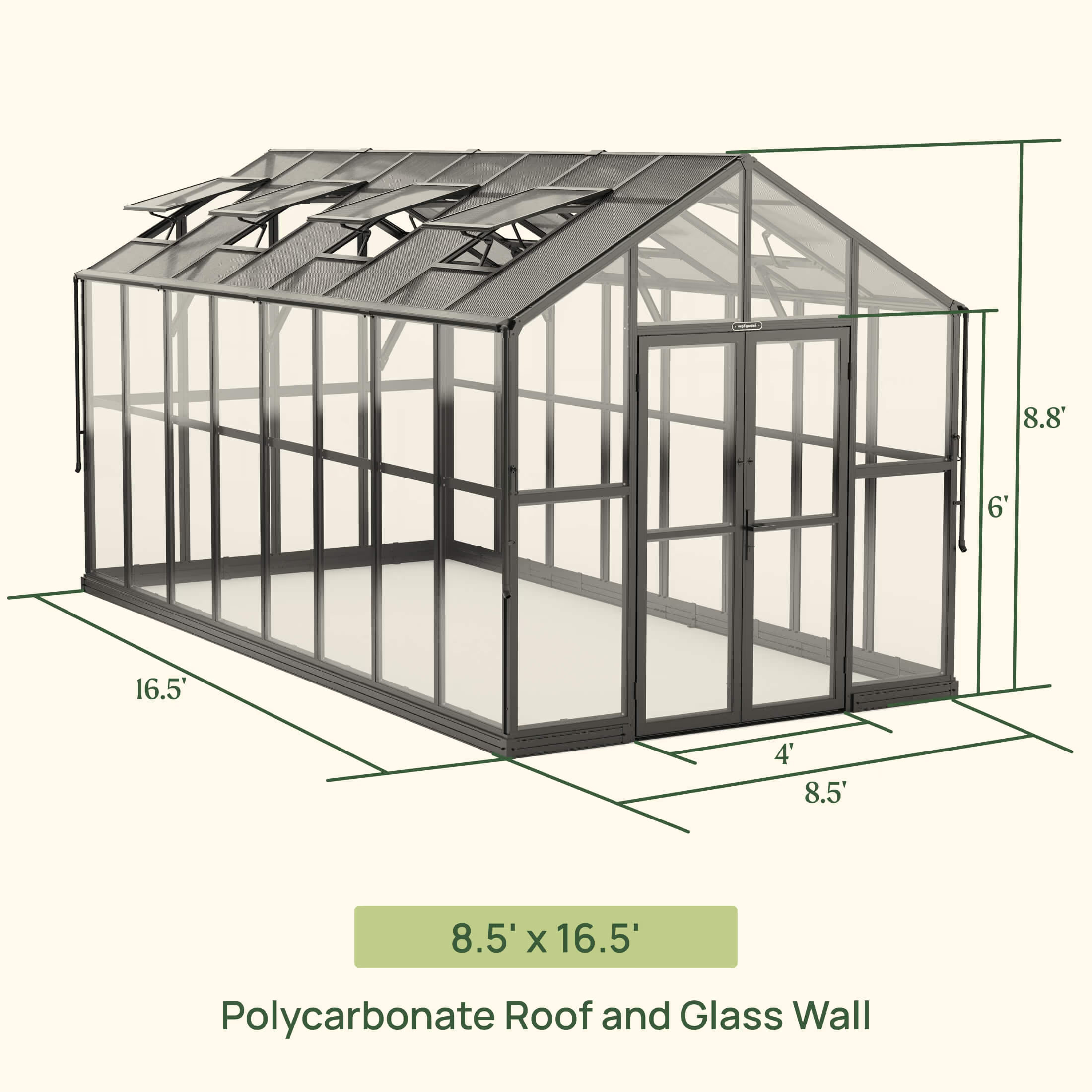 Vego Garden 8.5 x 16.5 Victorian Greenhouse Kit