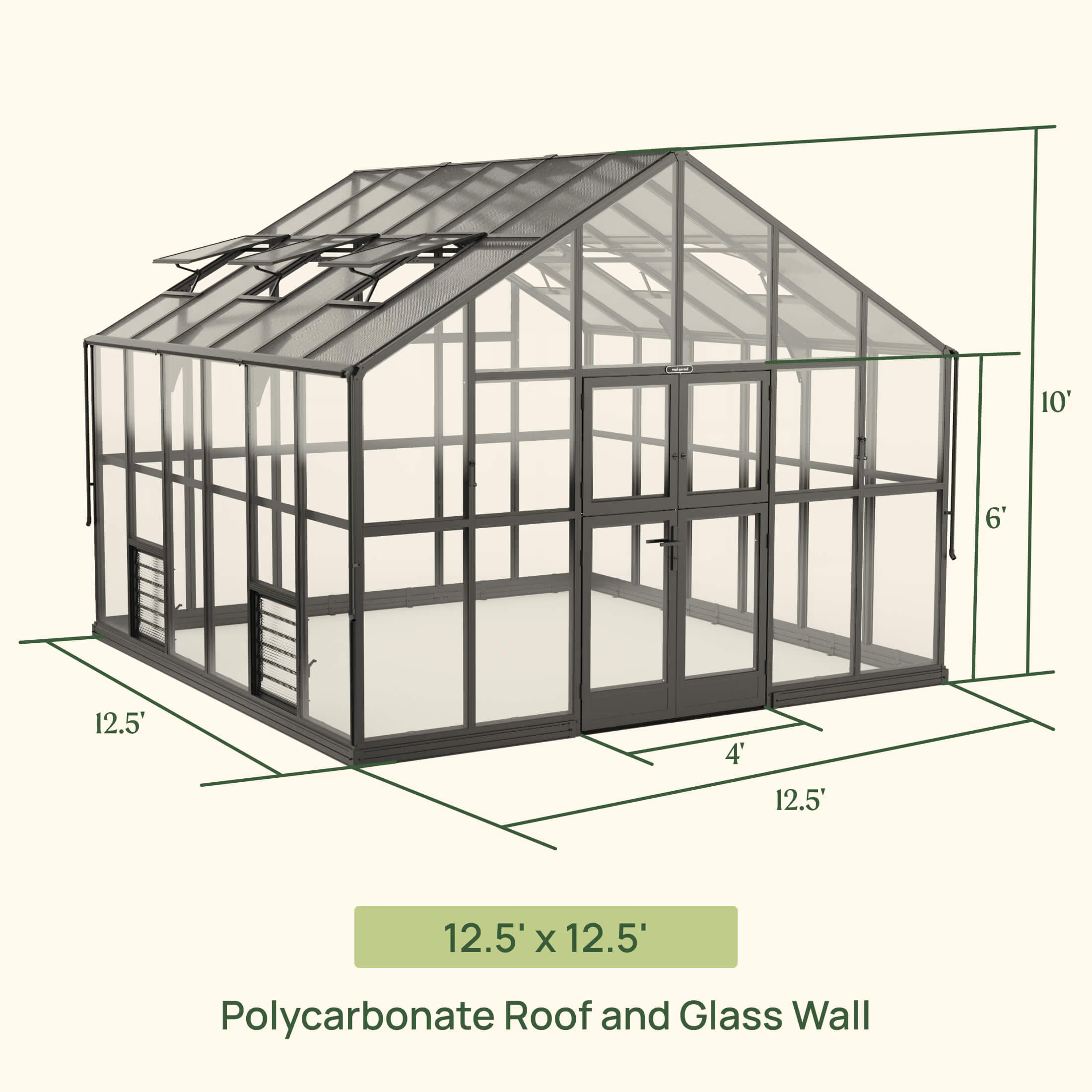 Vego Garden 12.5 x 12.5 Victorian Greenhouse Kit
