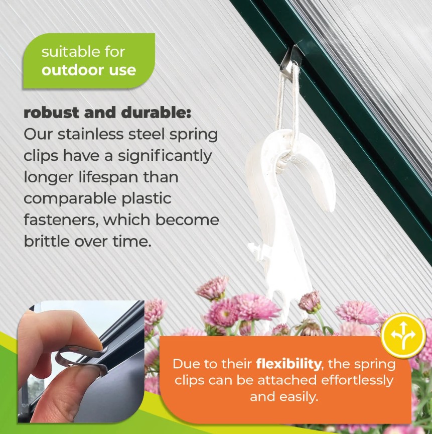 Bio Green Stainless Steel V-Spring Clips - 10 Piece Set