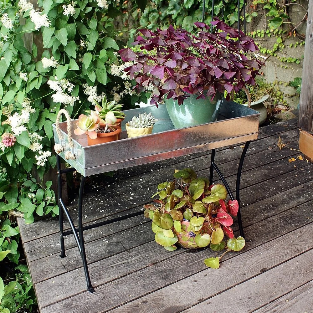 Achla 22 Inch Trestle Plant Stand with Tray