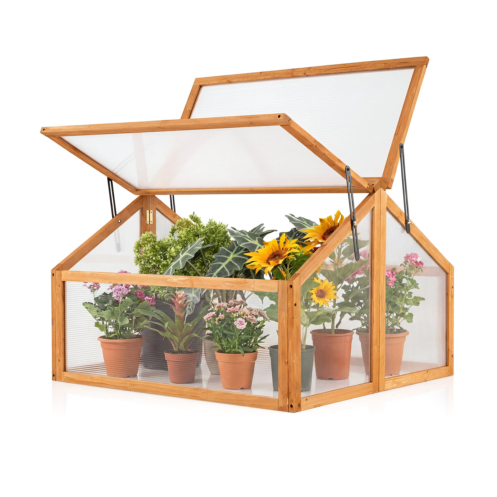 Costway 36 x 33 Inch Wood Double Greenhouse Box