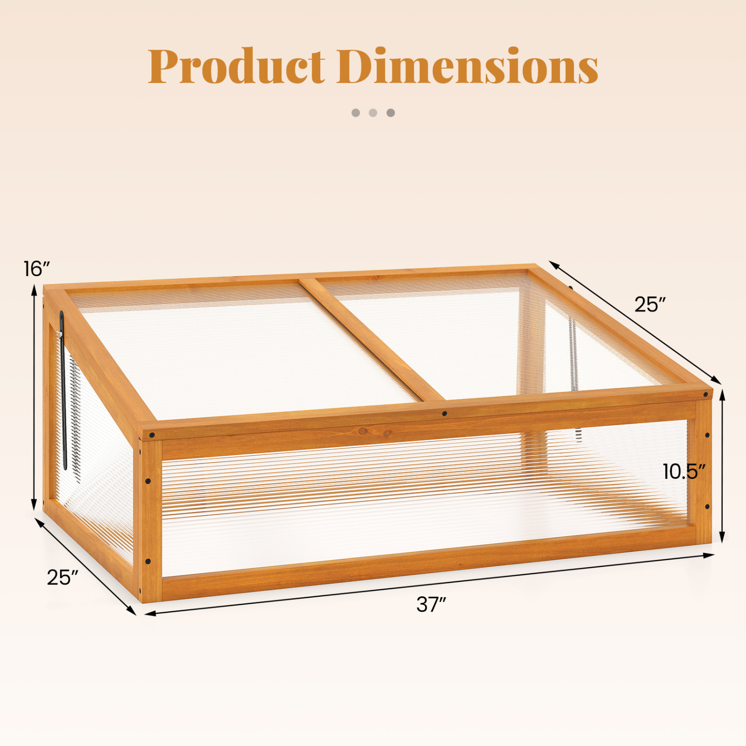 Costway 37 x 25 Inch Wood Greenhouse Box with Flip-Top Roof