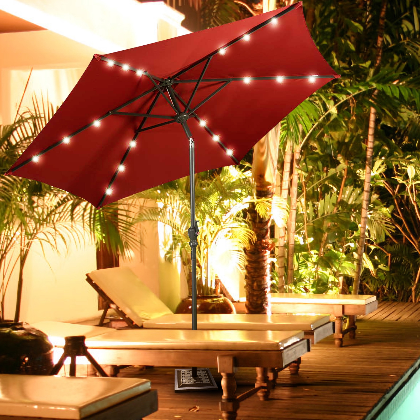 Costway 18 Inch Square Decorative Heavy-Duty Patio Umbrella Base - 30 Pounds
