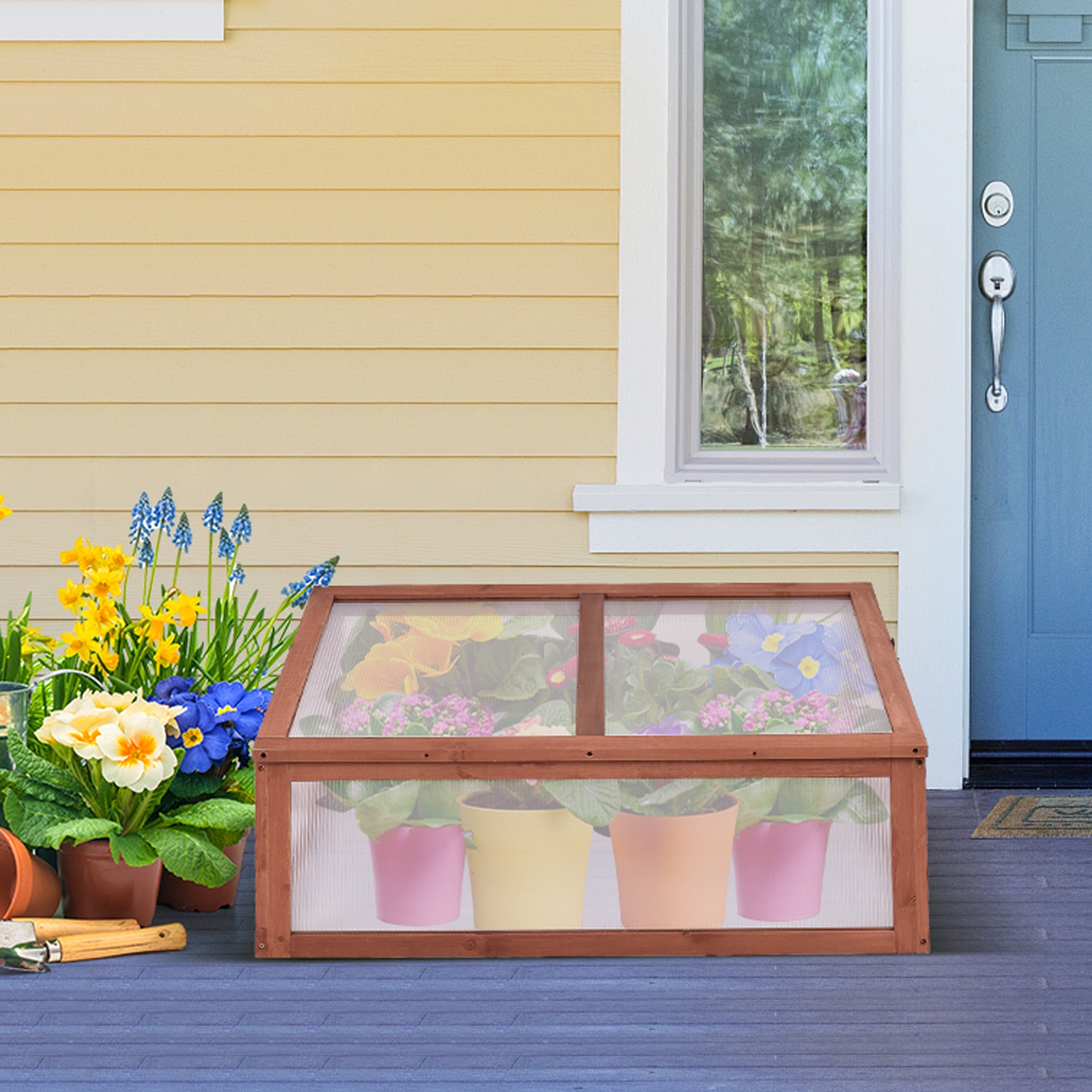 Costway 40 x 25 Inch Indoor/Outdoor Portable Wooden Greenhouse Box