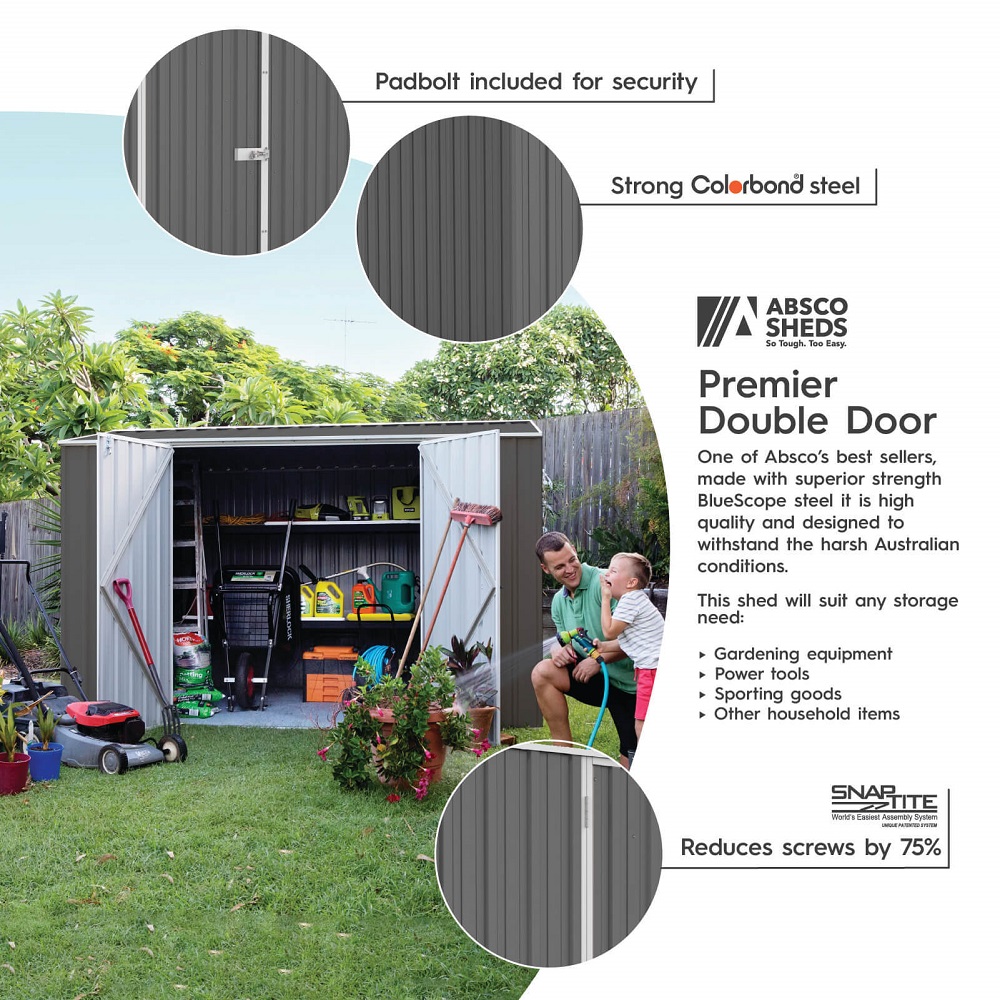 Absco 10 x 7 Foot Premier Steel Outdoor and Garden Storage Shed