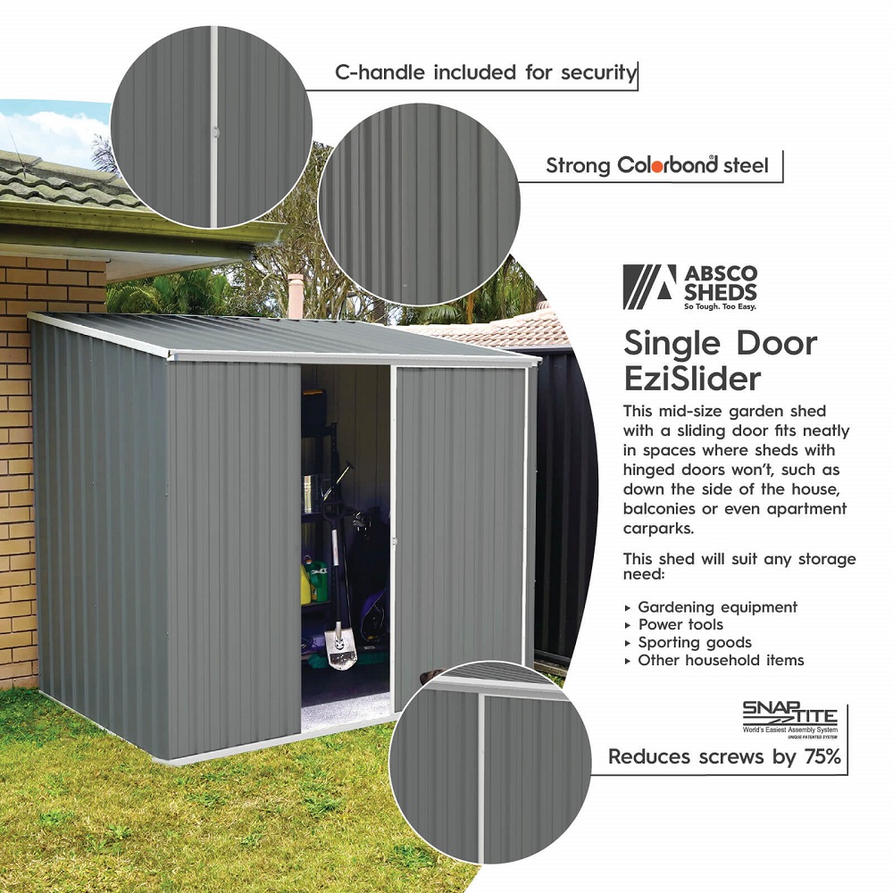 Absco 7 x 5 Foot Ezislider Metal Storage Shed