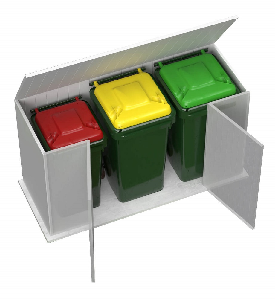 Absco 7.5 x 2.5 Foot Utility Steel Garbage Can Storage Shed