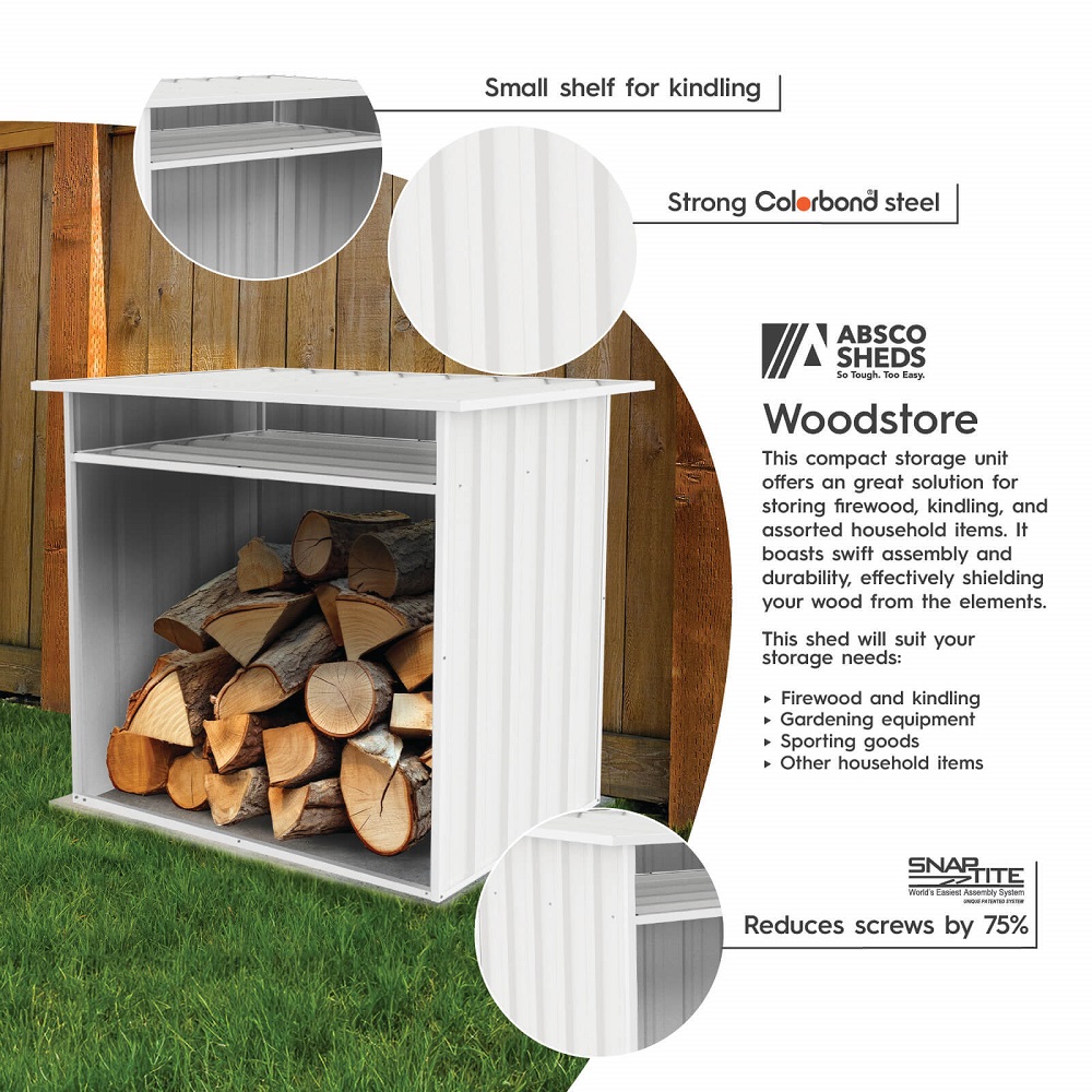 Absco 4 x 2.5 Foot Woodstore Metal Storage Shed