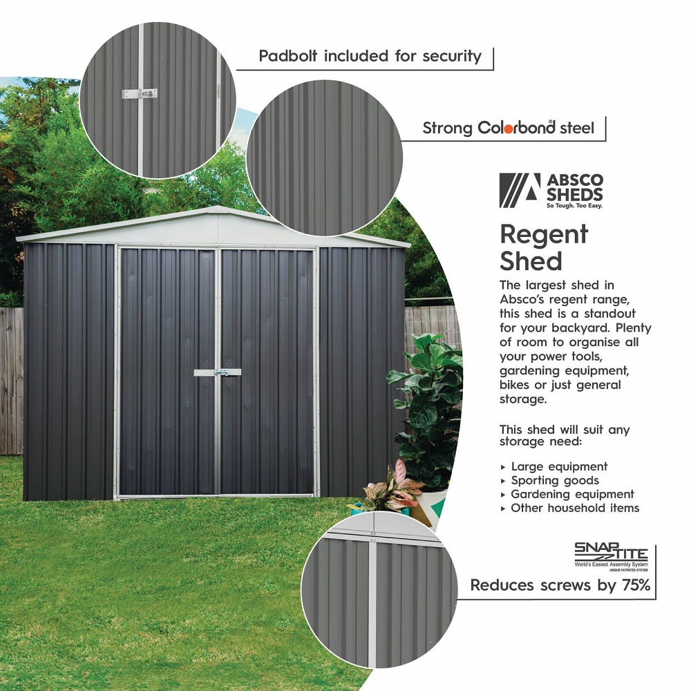 Absco 10 x 12 Foot Regent Steel Outdoor Garden Storage Shed