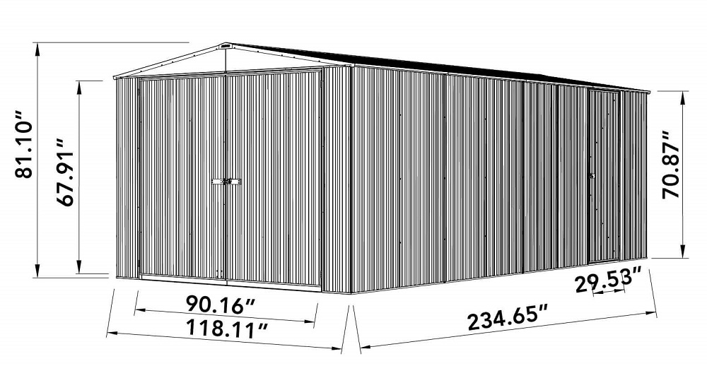 Absco 10 x 19.5 Foot Utility Steel Storage Shed