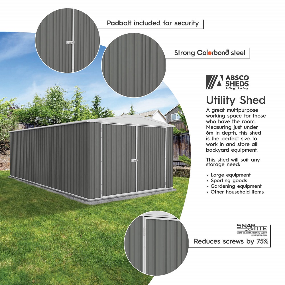Absco 10 x 19.5 Foot Utility Steel Storage Shed