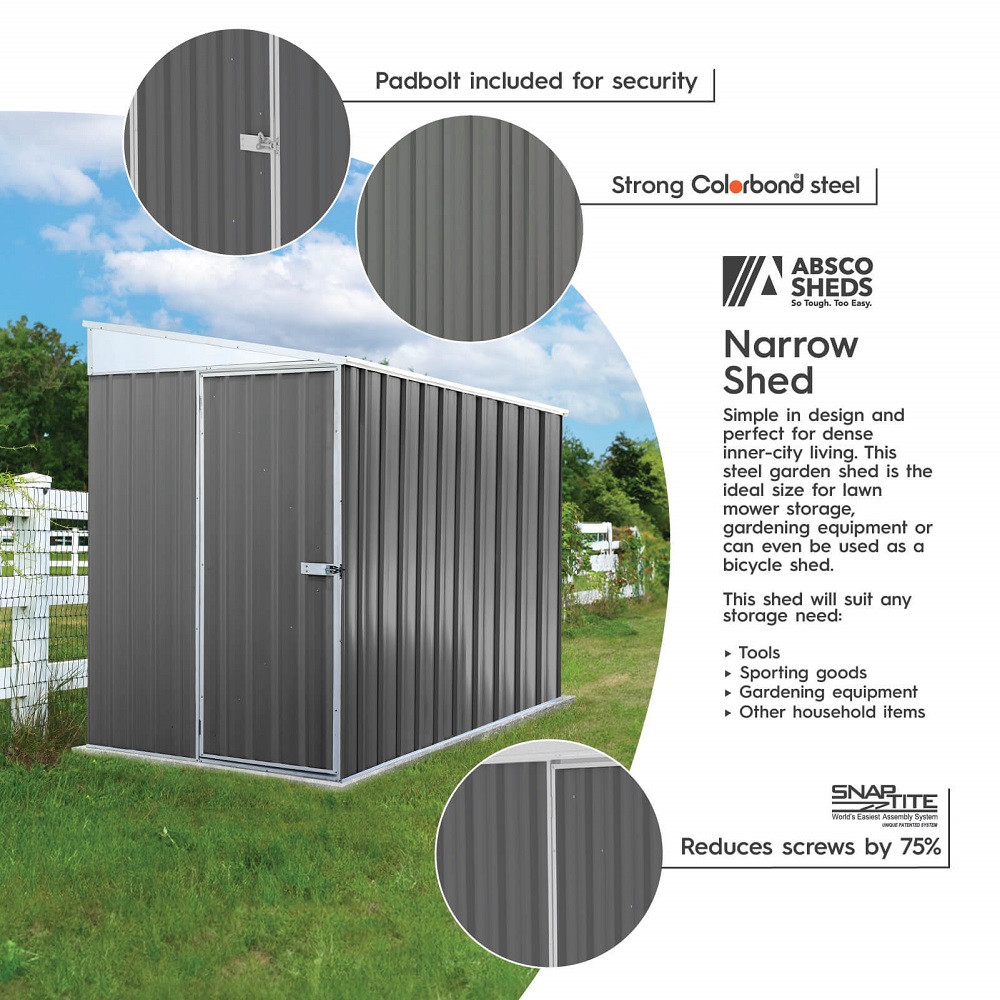 Absco 5 x 7 Foot Durango Steel Outdoor Bike Storage Shed