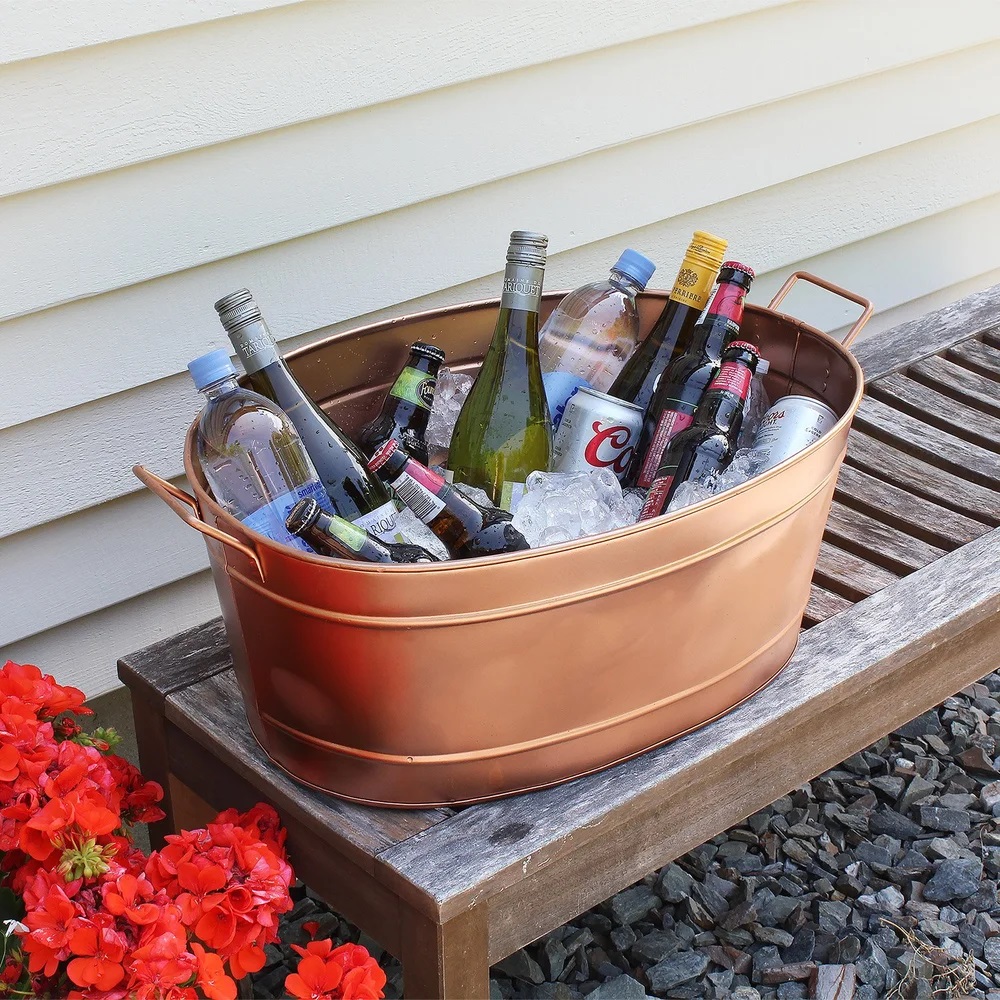 Achla 24 x 15 Inch Oval Copper-Plated Steel Tub
