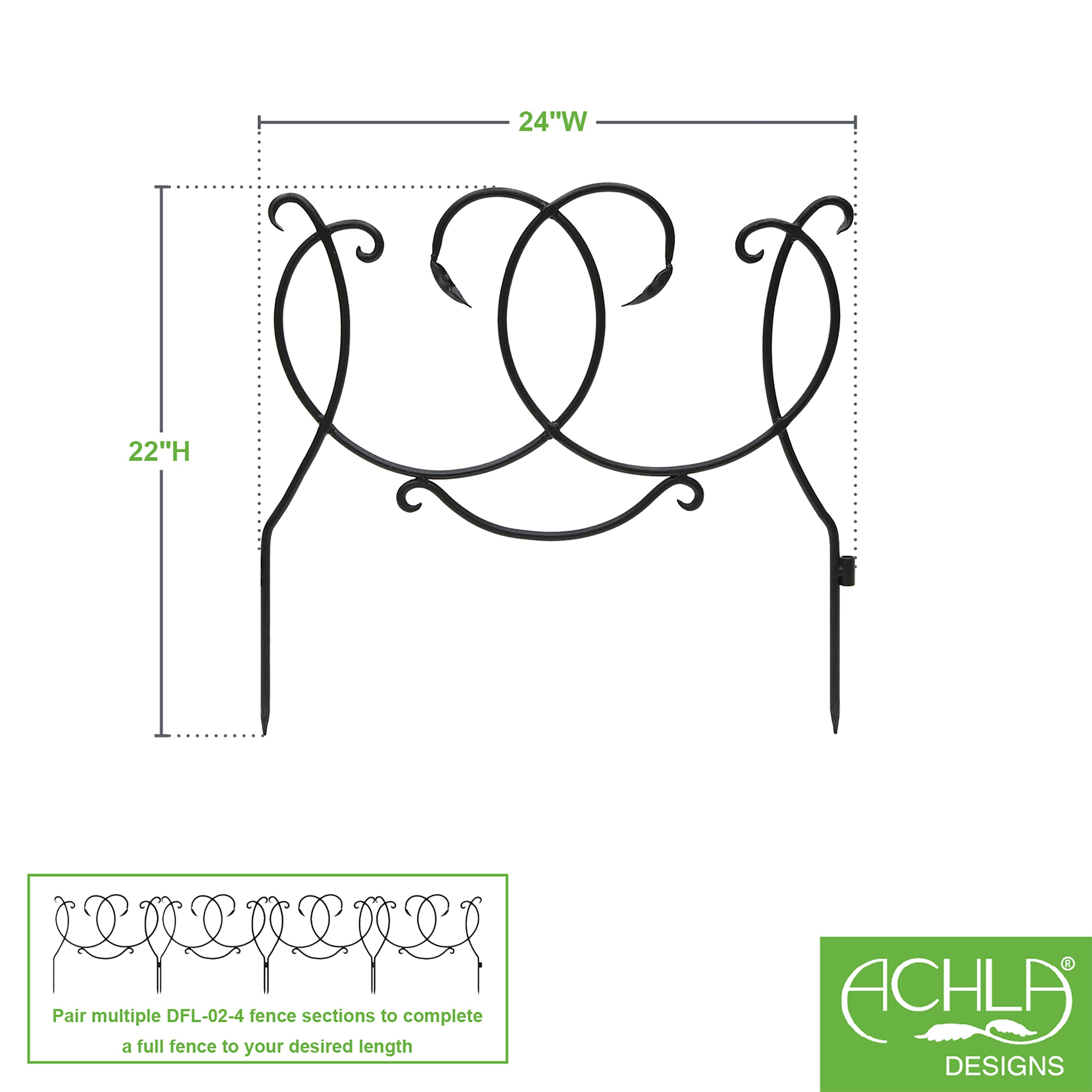 Achla 24 Inch Scroll Fence Section - Pack of 4
