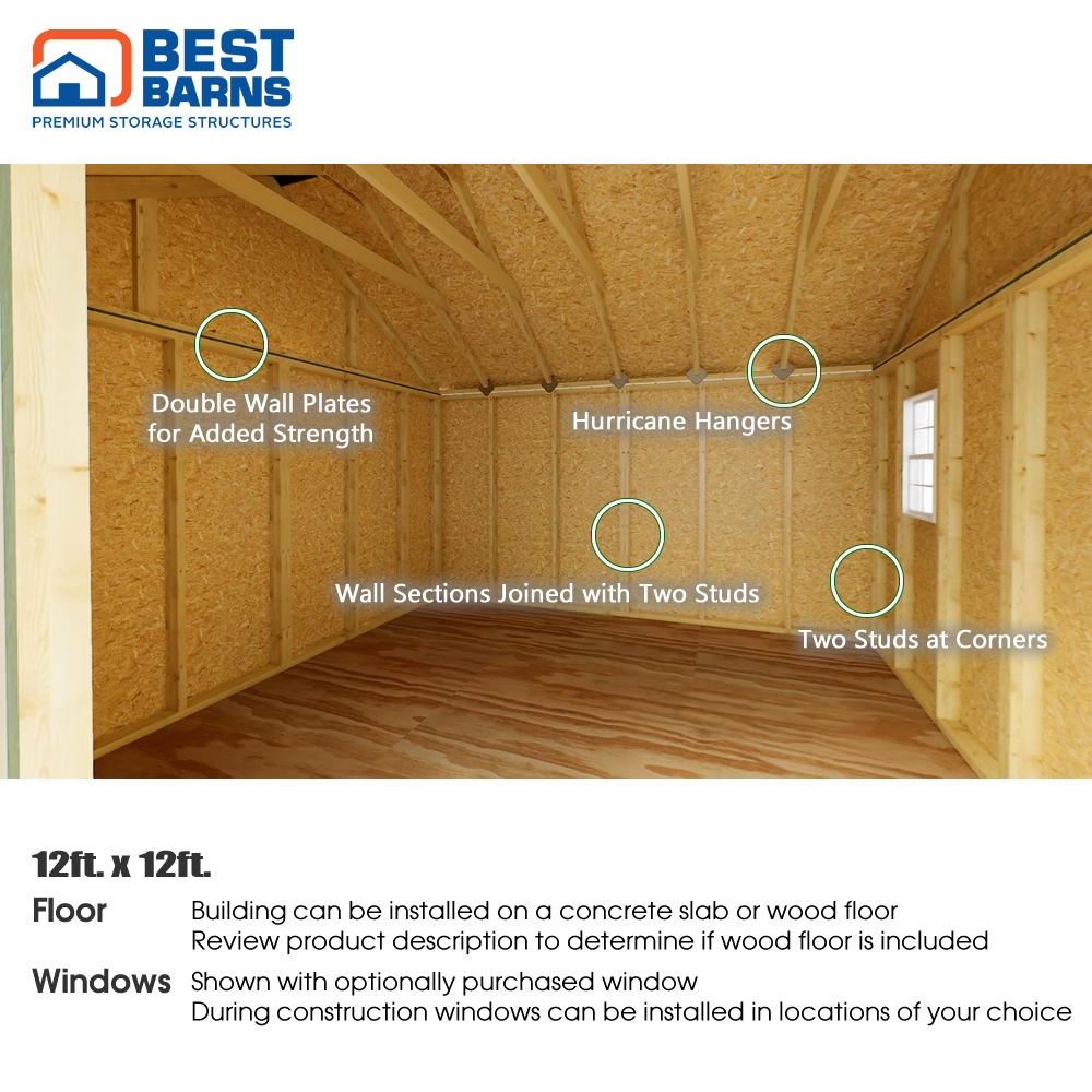 Best Barns 12 x 12 Foot Backyard Basecamp Wood Shed