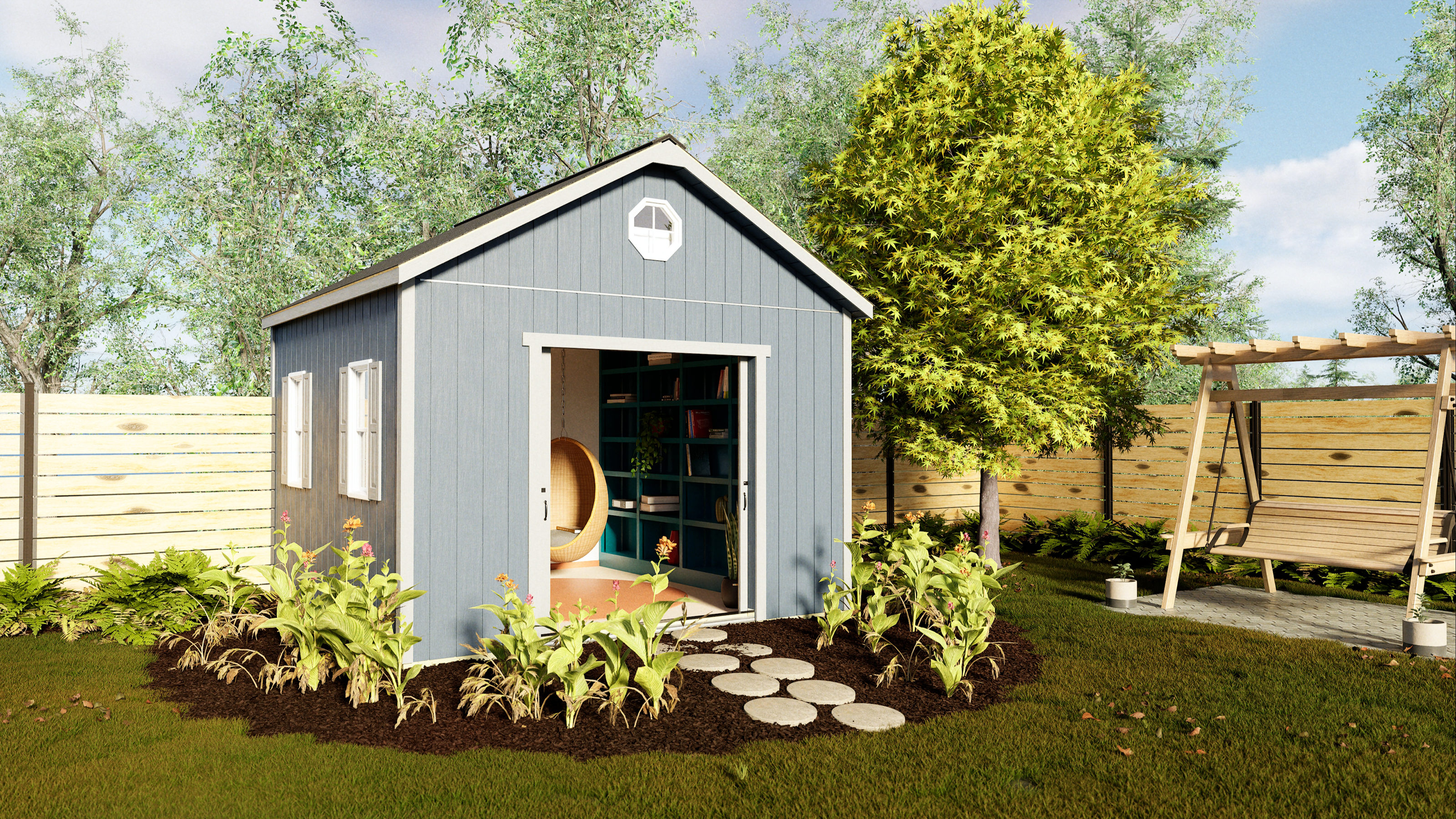 Best Barns 12 x 12 Foot Backyard Basecamp Wood Shed with Sliding Doors