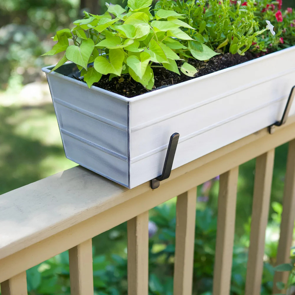 Achla Medium Flower Box with Railing Brackets