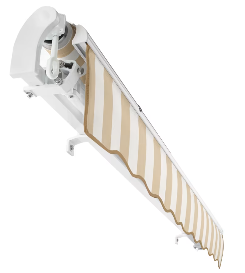 Awntech 10 Foot California White Striped Retractable Patio Awning