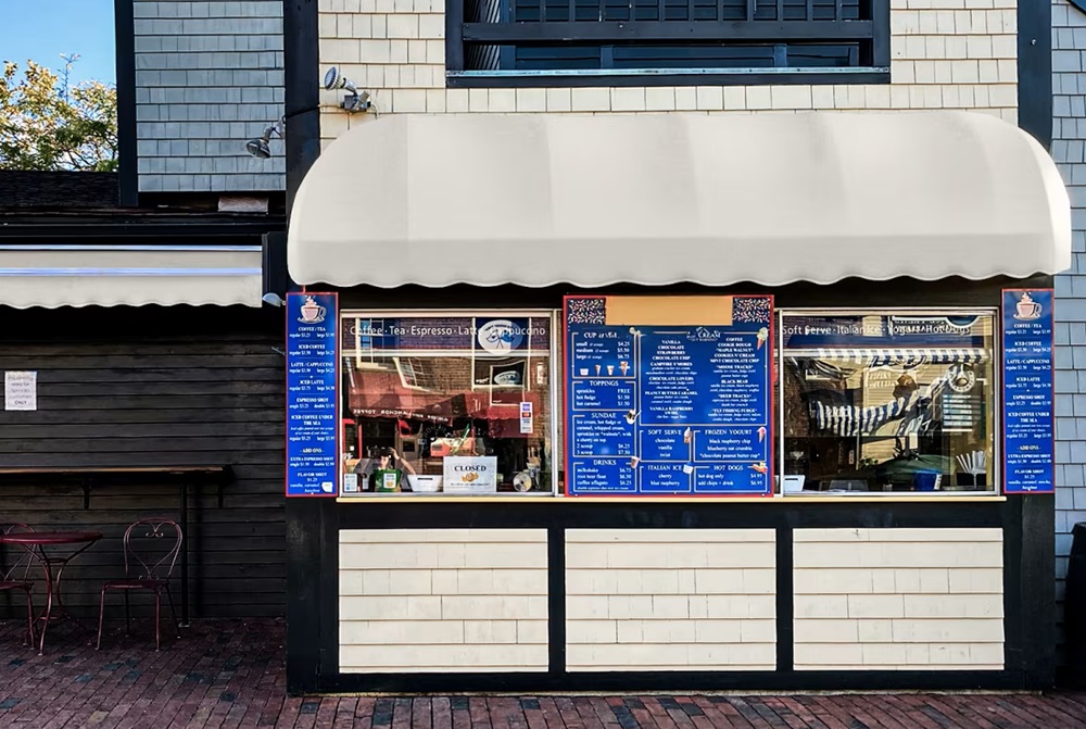 Awntech 5 Foot Chicago Fixed Elongated Dome Awning with Valance Options