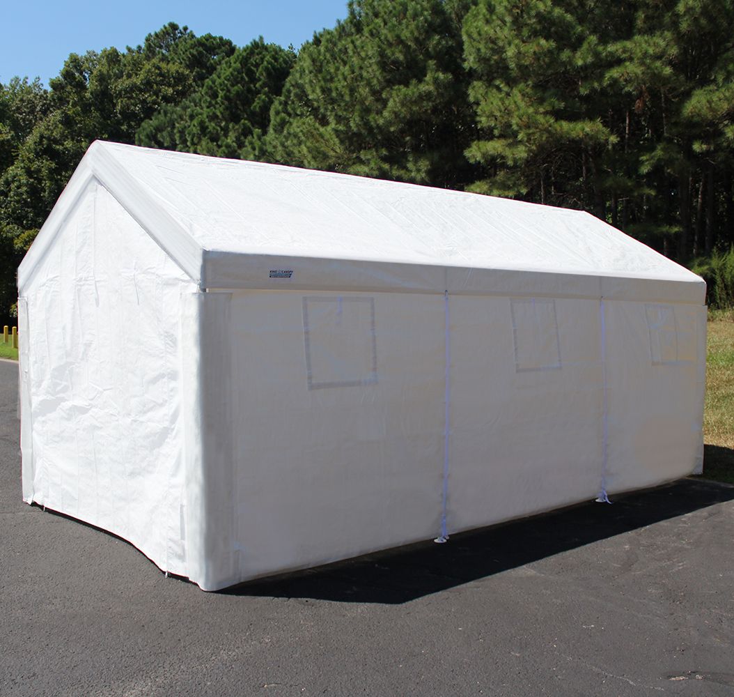 King Canopy 10 x 20 Foot White Steel Frame Enclosed Universal Canopy